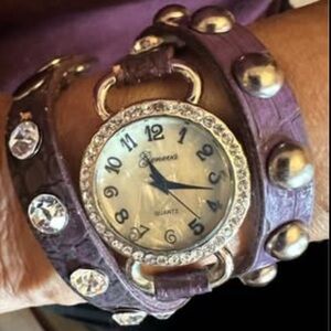 Geneva Purple Wrap Watch with Silver Accents